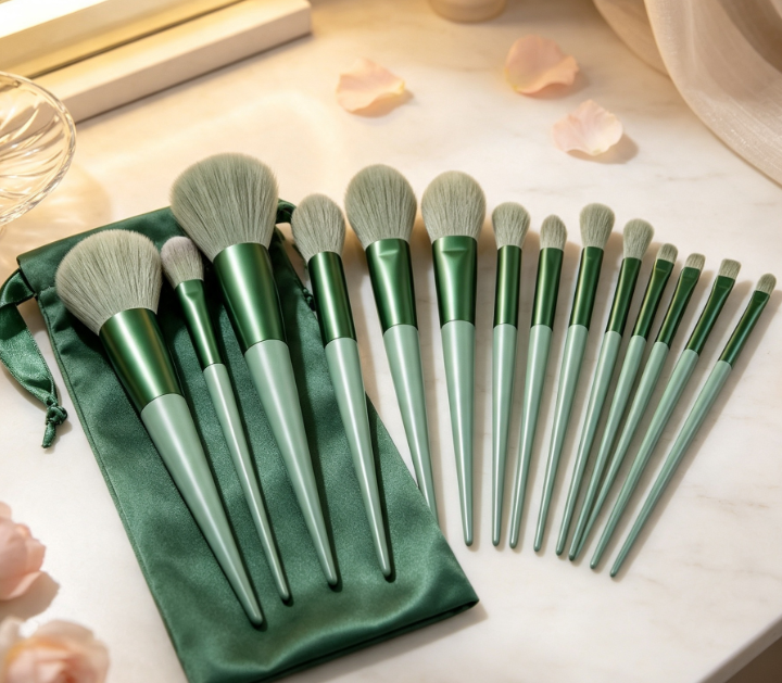 13-Piece Professional Makeup Brush Set With Storage Pouch - Image 2