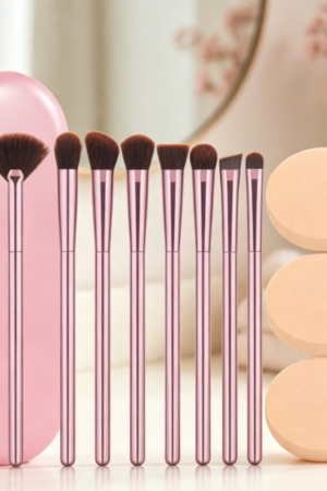 8-Piece Eyeshadow Brush Set With Powder Puff And Storage Case