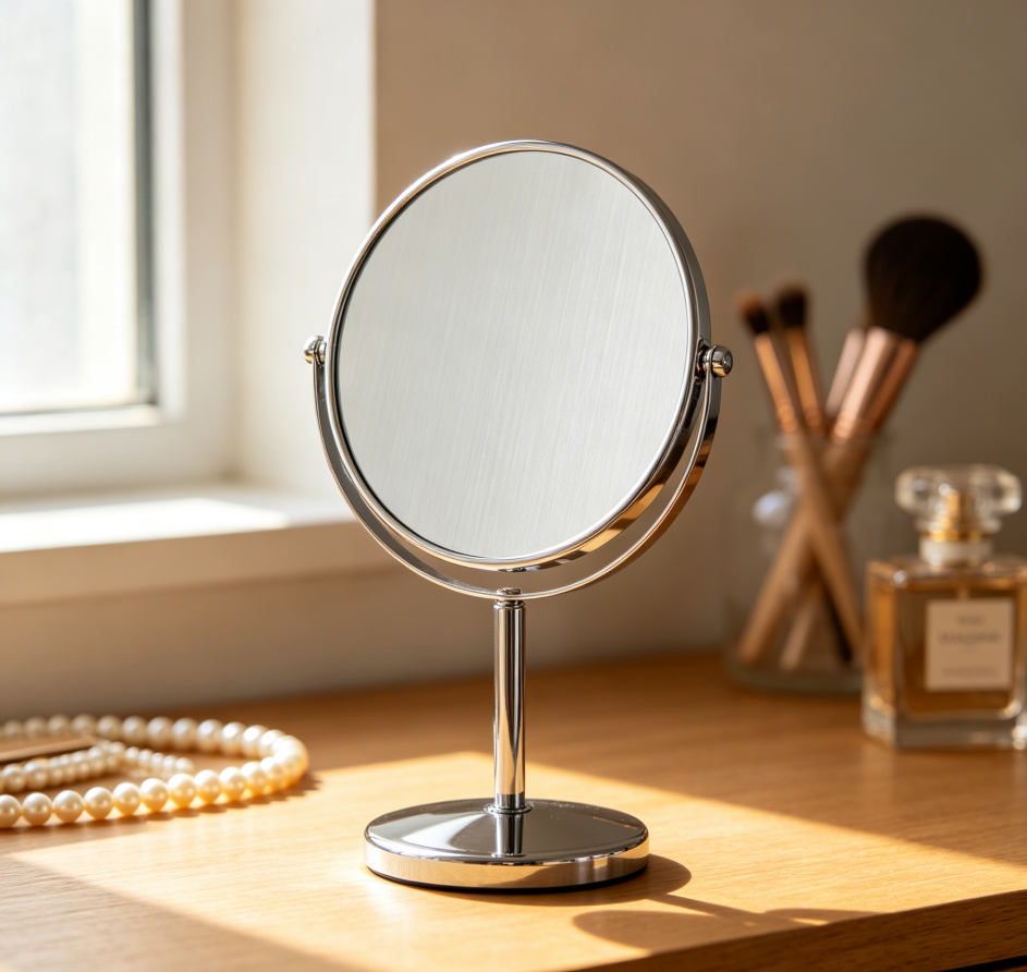 Dual-use Handheld & Tabletop Makeup Mirror