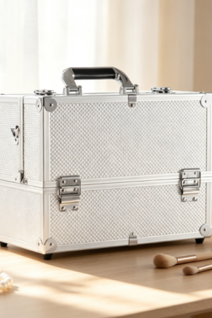 Lockable Makeup Case with 6 Trays and Adjustable Dividers