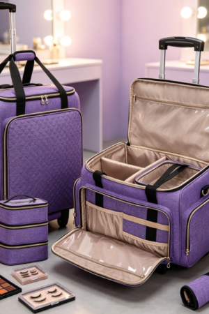 Professional Makeup Trolley with Detachable Pouch and Brush Holder