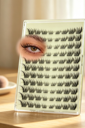Cat-eye style segmented lashes (C-curl, voluminous)