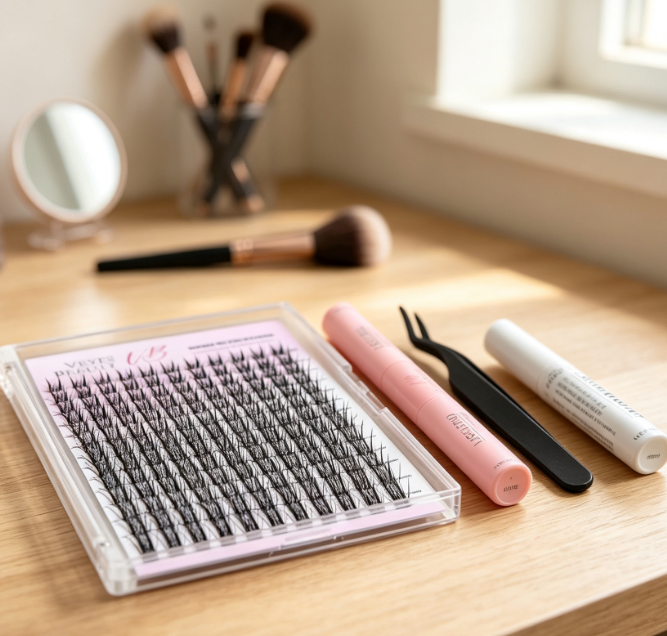 Beginner-friendly DIY segmented lashes (invisible band, quick application)