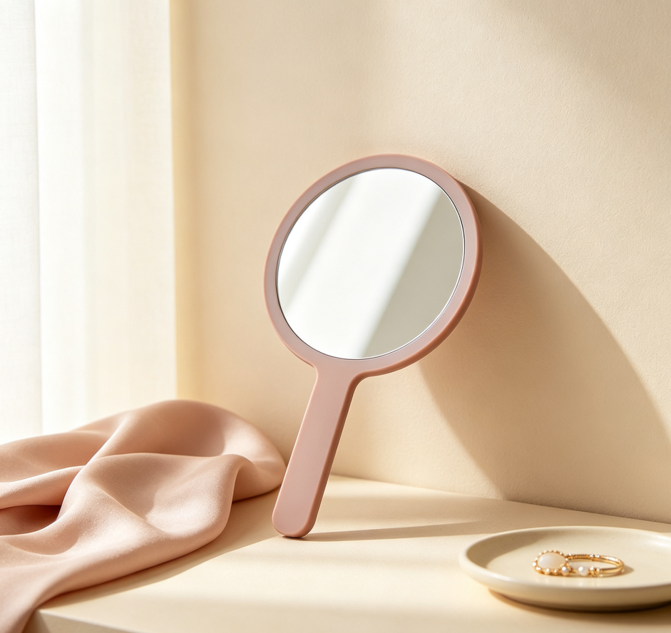 Round Handheld Makeup Mirror (Portable) - Image 2