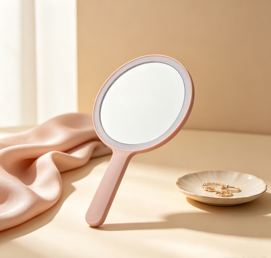 Round Handheld Makeup Mirror (Portable)