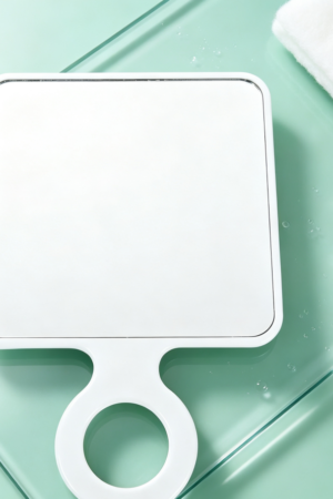 Square plastic handheld makeup mirror