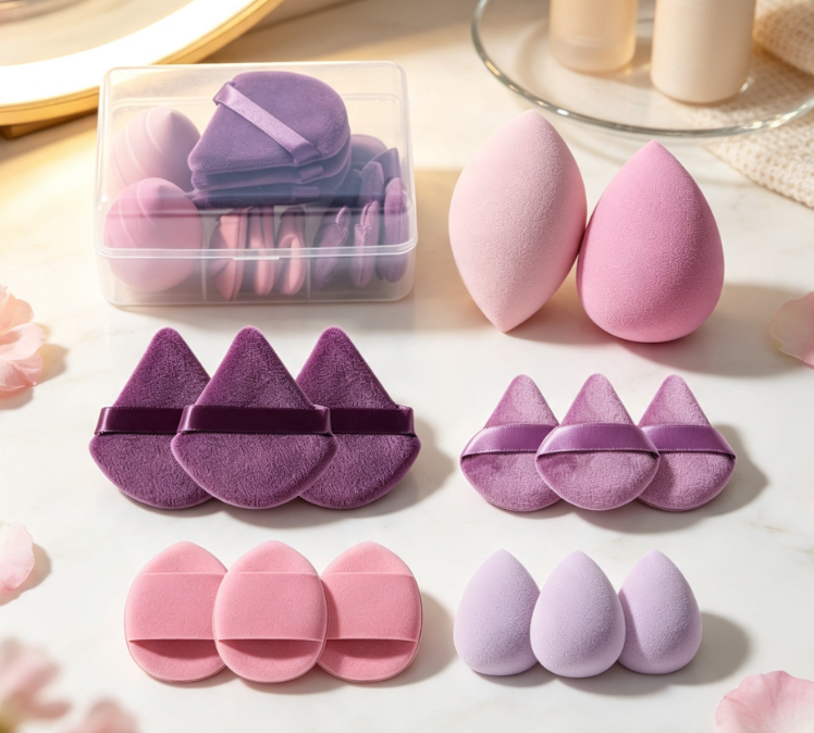 Triangle Puff And Makeup Sponge Set With Travel Case - Image 2