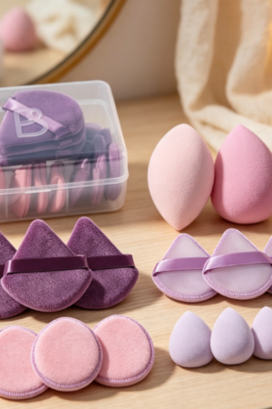 Triangle Puff And Makeup Sponge Set With Travel Case