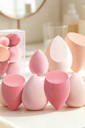 Multi-Color Makeup Sponge Set With Travel Case