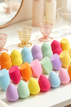 Multi-Color Makeup Sponge Set With Stand (Wet/Dry Use)