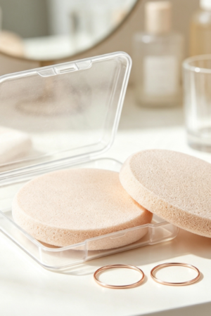 Round Makeup Sponge With Travel Case