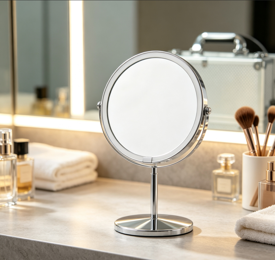 Portable Round Makeup Mirror (With Stand) - Image 2