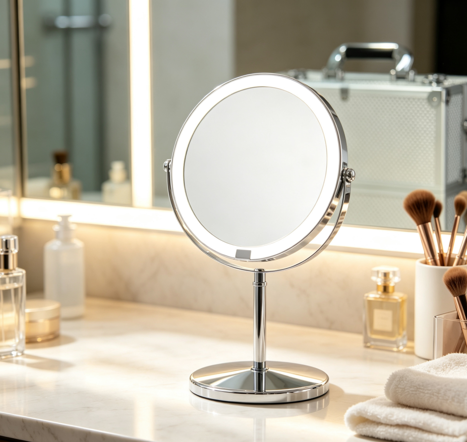 Portable Round Makeup Mirror (With Stand)