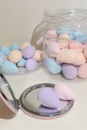 Mini Makeup Sponge Set With Compact Mirror