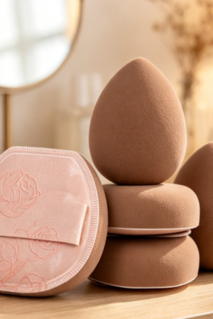 Flat-Edge Makeup Sponge With Storage Case
