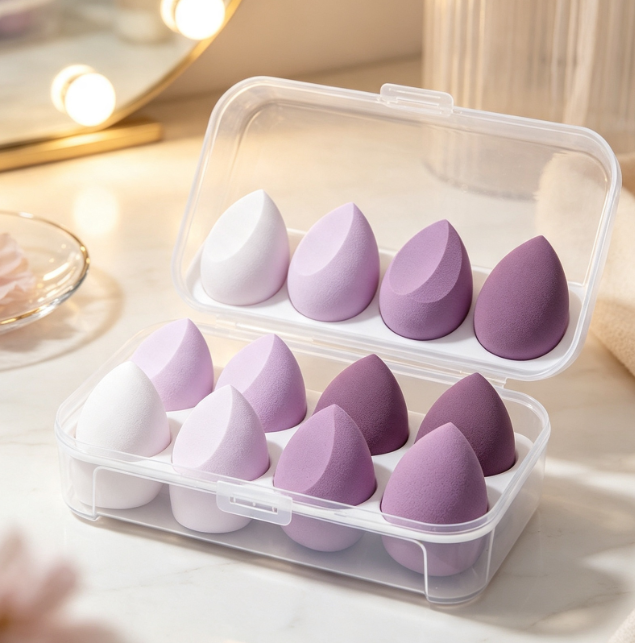 Multi-Color Ultra-Soft Makeup Sponge Set With Storage Case - Image 2