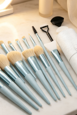 20-Piece Makeup Brush Set With Storage Pouch And Powder Puff