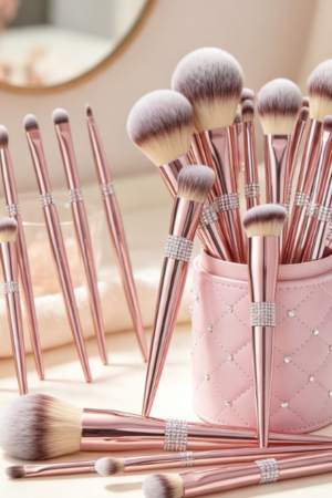 16-Piece Professional Makeup Brush Set With Elegant Storage Canister