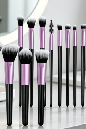 14-Piece Travel Makeup Brush Set With High-Density Synthetic Bristles